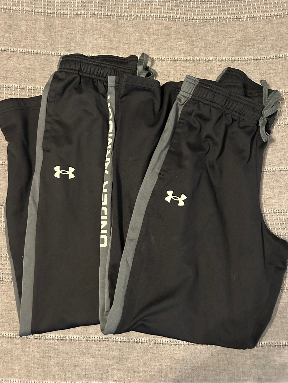 Under Armour Boys Brawler Black w/ Gray & White Pants - Set of 2 Pairs - Size XL